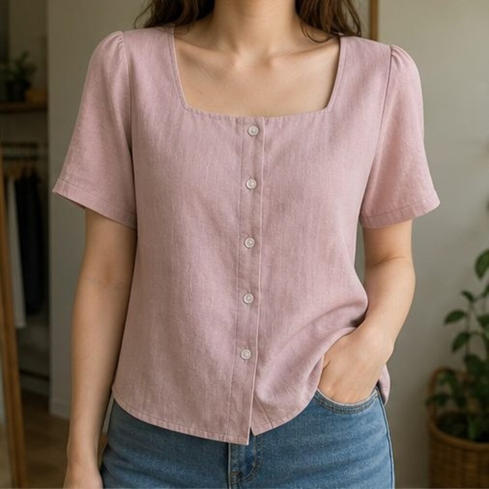 Blush Tie Neck Blouse - Picture 2 of 6